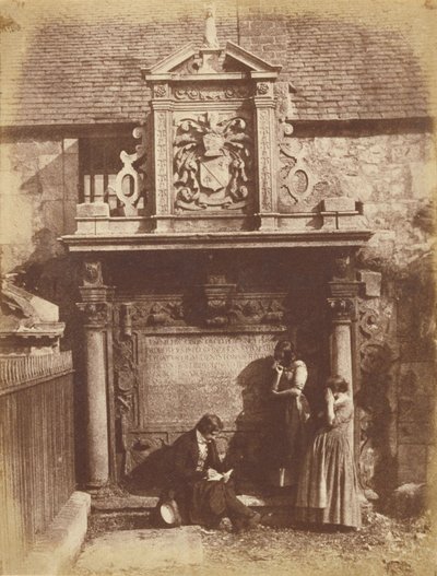 Greyfriars Churchyard, the Dennistoun Monument with D. O. Hill and His Nieces by Hill and Adamson